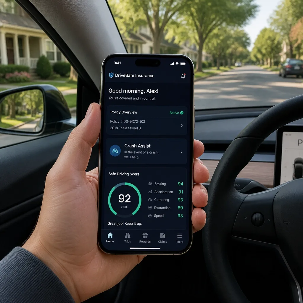Signal app on a smartphone in a car